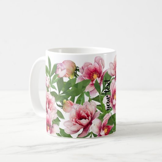 Personalized Low Poly Peony Coffee Mug Koffiemok (Voorkant links)