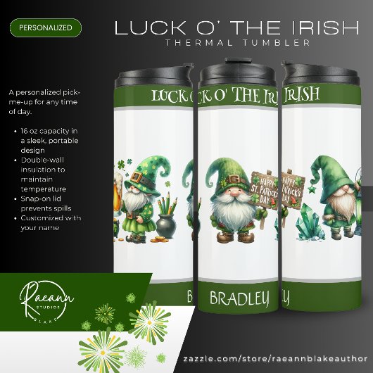 Personalized Luck O' the Irish Thermal Tumbler Thermosbeker