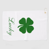 Personalized Lucky Green Clover Golfhanddoek (Horizontaal)