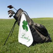 Personalized Lucky Green Clover Golfhanddoek (Groen)