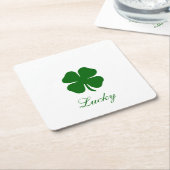 Personalized Lucky Green Clover Kartonnen Onderzetters (Schuin)