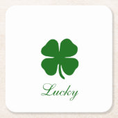 Personalized Lucky Green Clover Kartonnen Onderzetters (Voorkant)