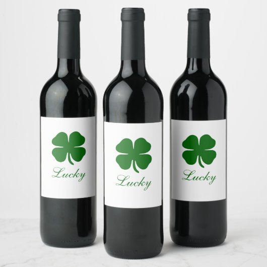 Personalized Lucky Green Clover Wijn Etiket (Flessen)