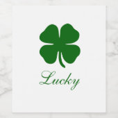 Personalized Lucky Green Clover Wijn Etiket (Enkel label)