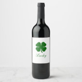 Personalized Lucky Green Clover Wijn Etiket (Voorkant)