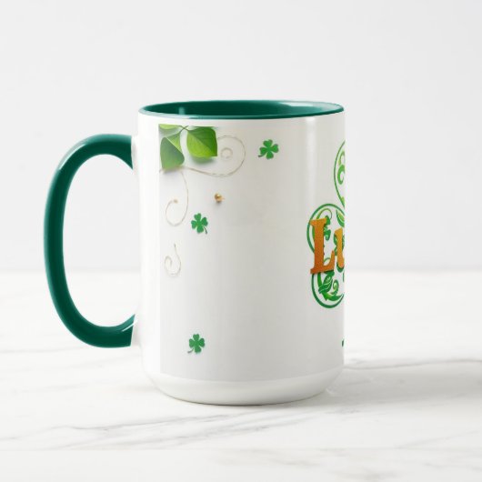 Personalized Lucky Shamrock Green Pattern Mok (Links)