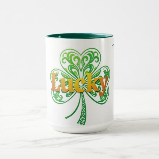 Personalized Lucky Shamrock Green Pattern Mok (Midden)