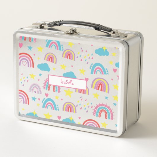 Personalized Lunch Box with Rainbow Name Design (Voorkant)
