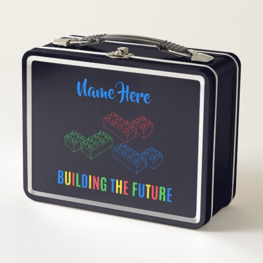 Personalized Lunchkins Building Bricks Lunch Box (Voorkant)