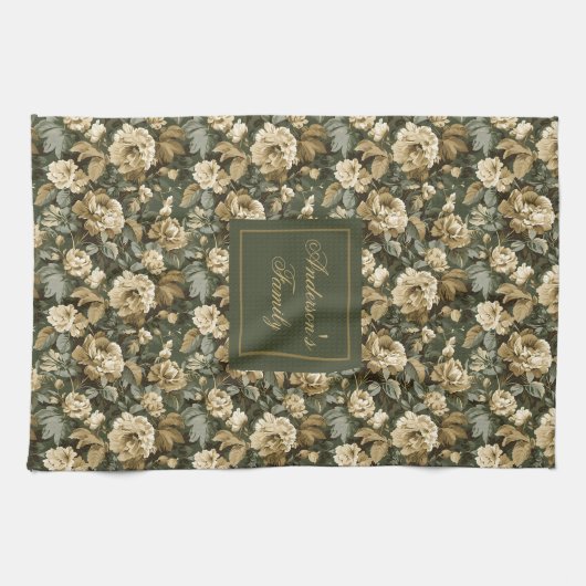 Personalized Lux Pastel Botanical Towel Kitchen Theedoek (Horizontaal)