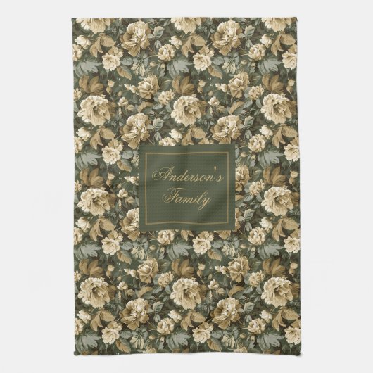 Personalized Lux Pastel Botanical Towel Kitchen Theedoek (Verticaal)