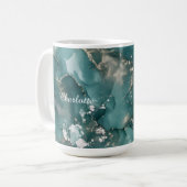 Personalized Luxury Marble Pattern Custom Name Koffiemok (Voorkant links)