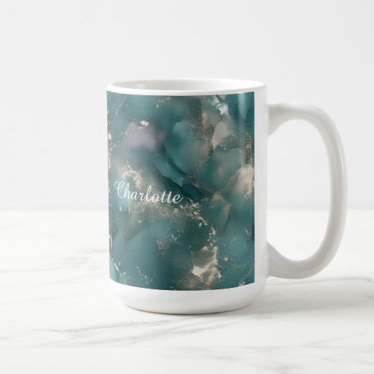 Personalized Luxury Marble Pattern Custom Name Koffiemok (Rechts)