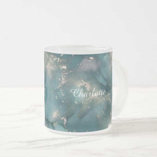 Personalized Luxury Marble Pattern Custom Name  Matglas Koffiemok (Voorkant rechts)