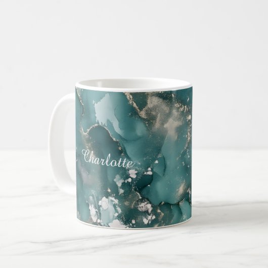 Personalized Luxury Marble Pattern Custom Name Mug Koffiemok (Voorkant links)