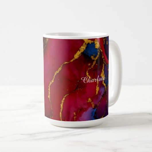 Personalized Luxury Marble Pattern Custom Name Mug Koffiemok (Voorkant rechts)