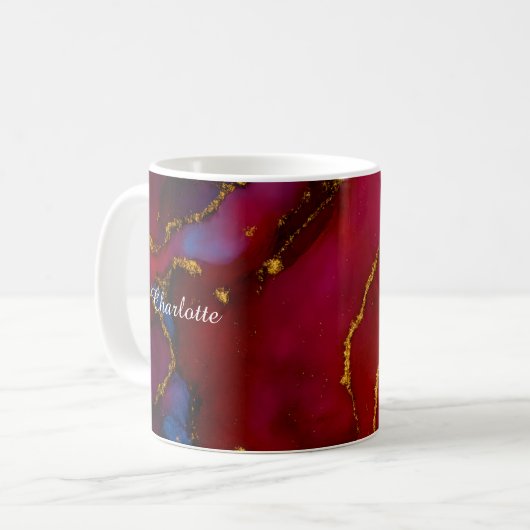 Personalized Luxury Marble Pattern Custom Name Mug Koffiemok (Voorkant links)