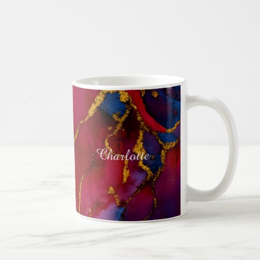 Personalized Luxury Marble Pattern Custom Name Mug Koffiemok (Rechts)