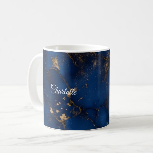 Personalized Luxury Marble Pattern Custom Name Mug Koffiemok (Voorkant links)