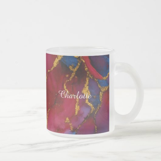 Personalized Luxury Marble Pattern Custom Name Mug Matglas Koffiemok (Rechts)