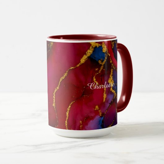 Personalized Luxury Marble Pattern Custom Name Mug Mok (Voorkant rechts)