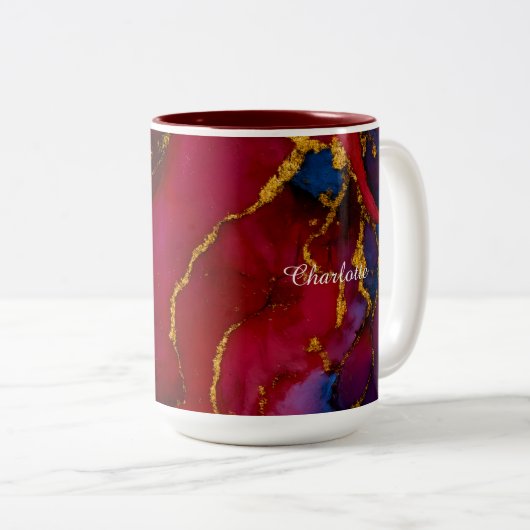 Personalized Luxury Marble Pattern Custom Name Mug Tweekleurige Koffiemok (Voorkant rechts)