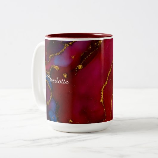 Personalized Luxury Marble Pattern Custom Name Mug Tweekleurige Koffiemok (Voorkant links)