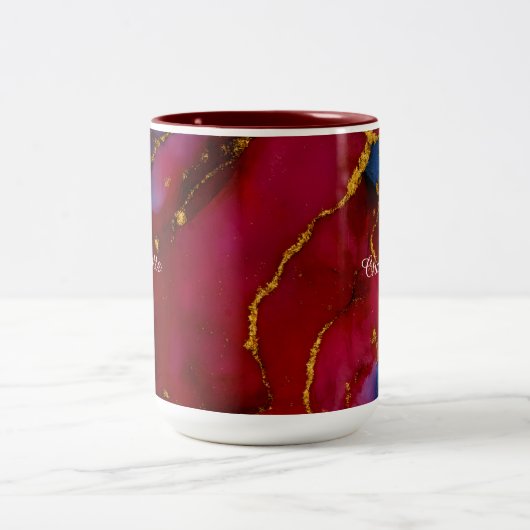Personalized Luxury Marble Pattern Custom Name Mug Tweekleurige Koffiemok (Center)