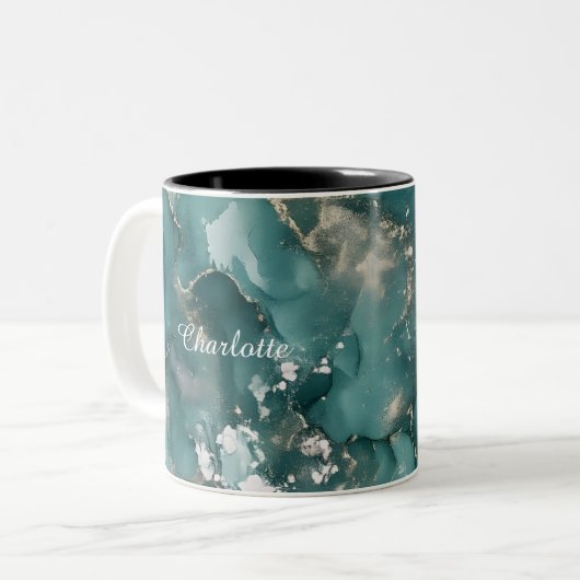 Personalized Luxury Marble Pattern Custom Name Mug Tweekleurige Koffiemok (Voorkant links)