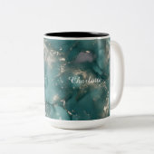 Personalized Luxury Marble Pattern Custom Name  Tweekleurige Koffiemok (Voorkant rechts)