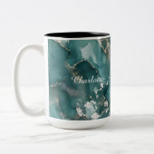 Personalized Luxury Marble Pattern Custom Name Tweekleurige Koffiemok (Links)