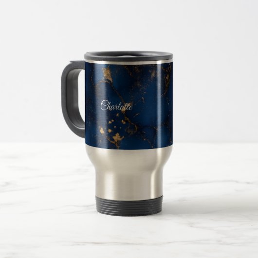 Personalized Luxury Marble Pattern Travel Mug Reisbeker (Voorkant links)