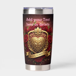 Personalized Luxury Valentine Gold Heart Rose  Geïsoleerde Drinkbeker