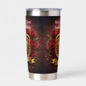 Personalized Luxury Valentine Gold Heart Rose  Geïsoleerde Drinkbeker (Links)