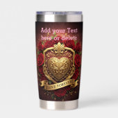 Personalized Luxury Valentine Gold Heart Rose  Geïsoleerde Drinkbeker (Achterkant)