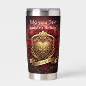 Personalized Luxury Valentine Gold Heart Rose  Geïsoleerde Drinkbeker (Voorkant)