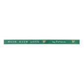 Personalized Made With Love Green And Gold Heart   Satijnen Lint (Voorkant)