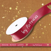 Personalized Made With Love Red And Gold Heart Satijnen Lint