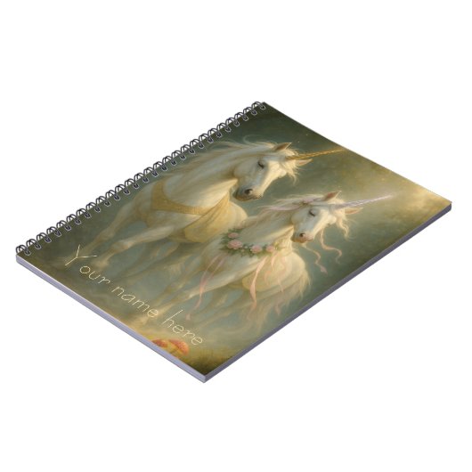 Personalized Magestic Unicorns forest sunrise Notitieboek (Linkerzijde)