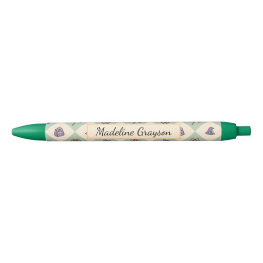Personalized Magic Academy Wizard School Green Zwarte Inkt Pen (Voorkant)