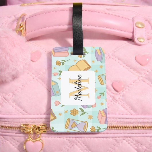 Personalized Magic Books Girl Mint Green School Bagagelabel