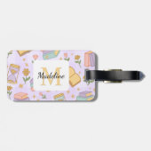 Personalized Magic Books Girl Purple Name Bagagelabel (Achterkant horizontaal)