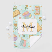 Personalized Magic Books Girl School Mint Green Golfhanddoek (Insitu)