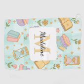 Personalized Magic Books Girl School Mint Green Golfhanddoek (Horizontaal)