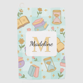 Personalized Magic Books Girl School Mint Green Golfhanddoek