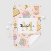 Personalized Magic Books Girl School Pink Golfhanddoek (Insitu)