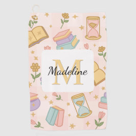 Personalized Magic Books Girl School Pink Golfhanddoek