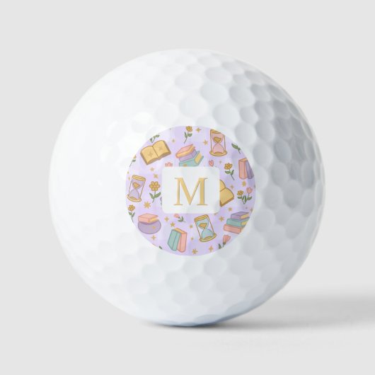 Personalized Magic Books Girl School Purple Golfballen (Voorkant)