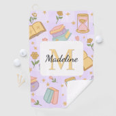 Personalized Magic Books Girl School Purple Golfhanddoek (Insitu)