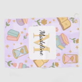 Personalized Magic Books Girl School Purple Golfhanddoek (Horizontaal)